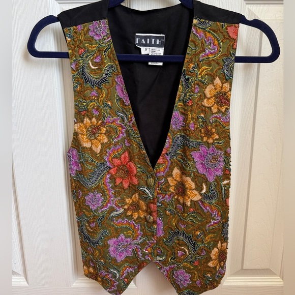 Vintage Floral Beaded Vest - Picture 1 of 5
